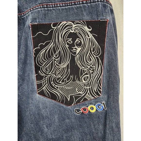Coogi Australia Shorts Mermaid Hip Hop Baggy Embroidered Streetwear Denim Men 42 - Picture 10 of 15